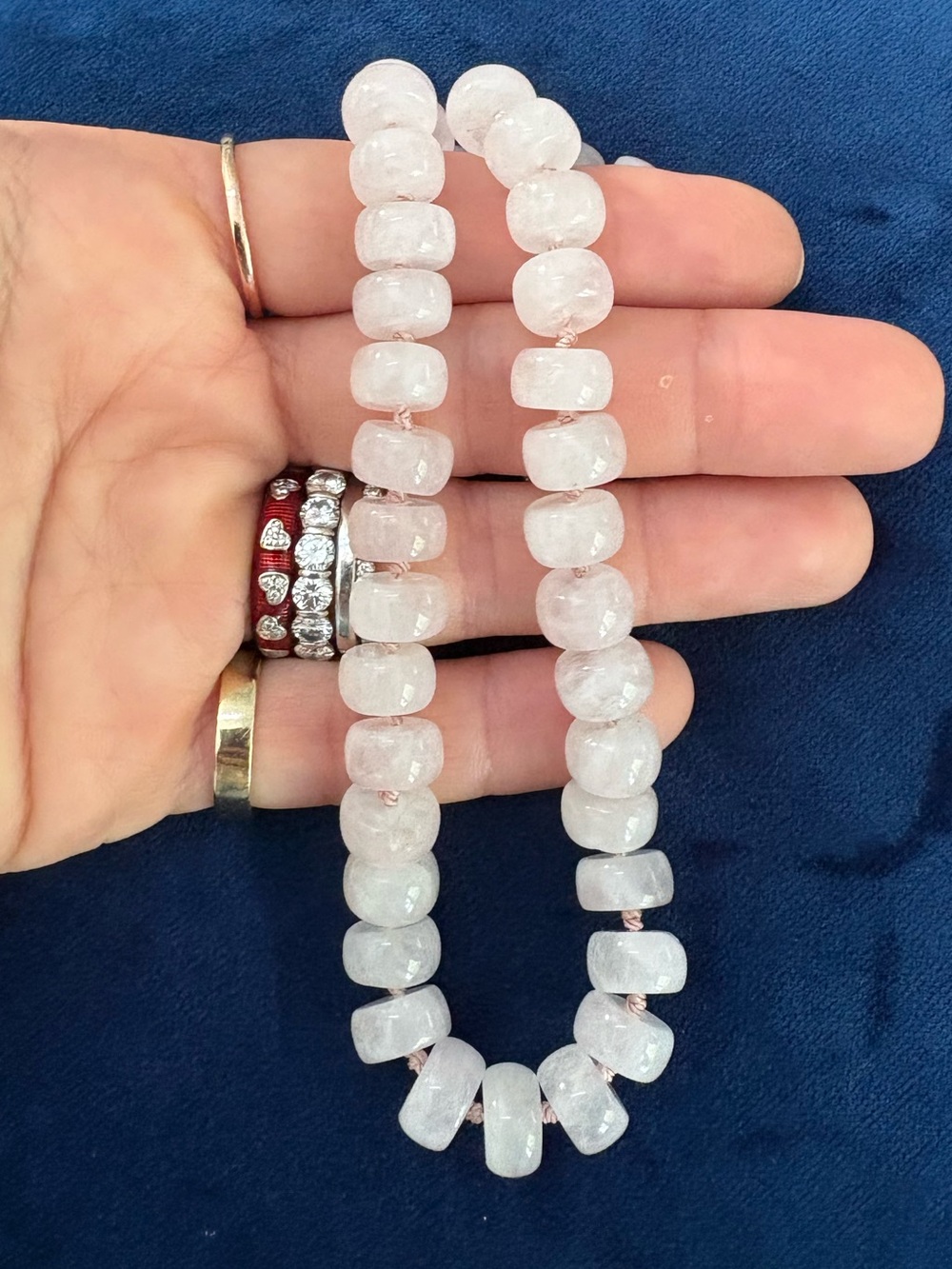 Adina Reyter Blush Pink Gemstone Beaded Necklace 9K Yellow Gold Rose Quartz $398 - Picture 12 of 16